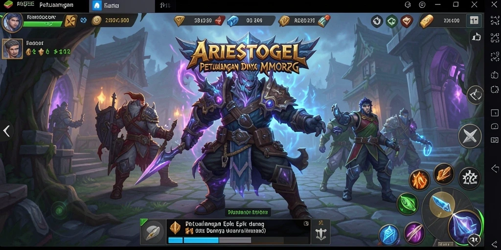 Tampilan permainan ARIESTOGEL yang memukau dalam suasana MMORPG.