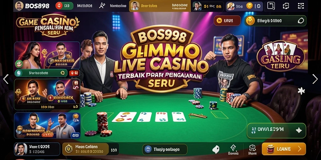 Tangkapan layar BOS898 menampilkan dealer langsung dan permainan seru di Live Casino.