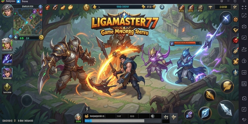 Tangkapan layar gameplay LIGAMASTER77 yang menampilkan pertarungan seru antara pemain.