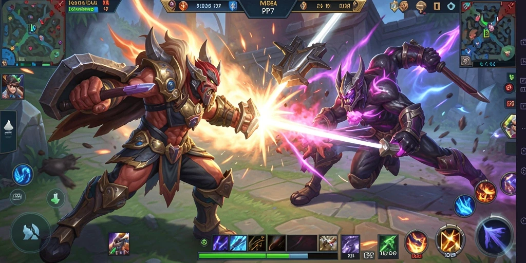Tampilan gameplay PP7 yang seru dan menegangkan dalam pertempuran MOBA.