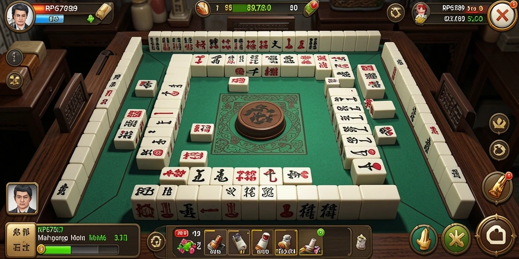Tangkapan layar permainan RP6789 yang menunjukkan gameplay Mahjong yang menarik.