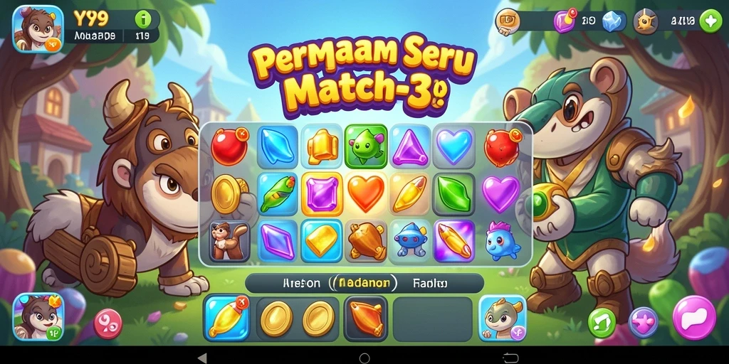 Screenshot gameplay Y89 yang menampilkan keseruan Match-3.